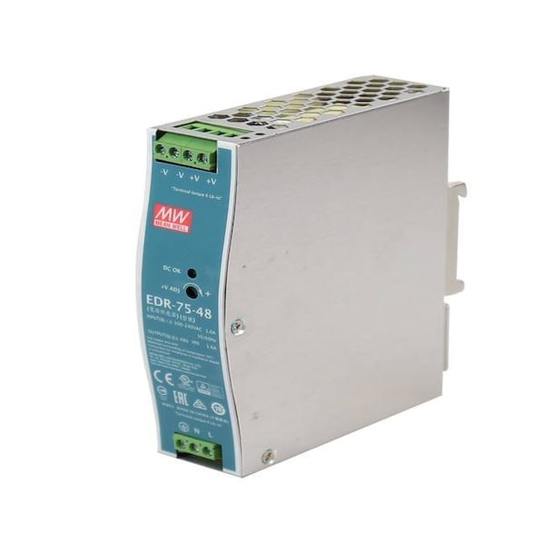 75 Watt Industrial Single Output DIN-Rail Power Supply - 48 VDC / 1.6 Amps